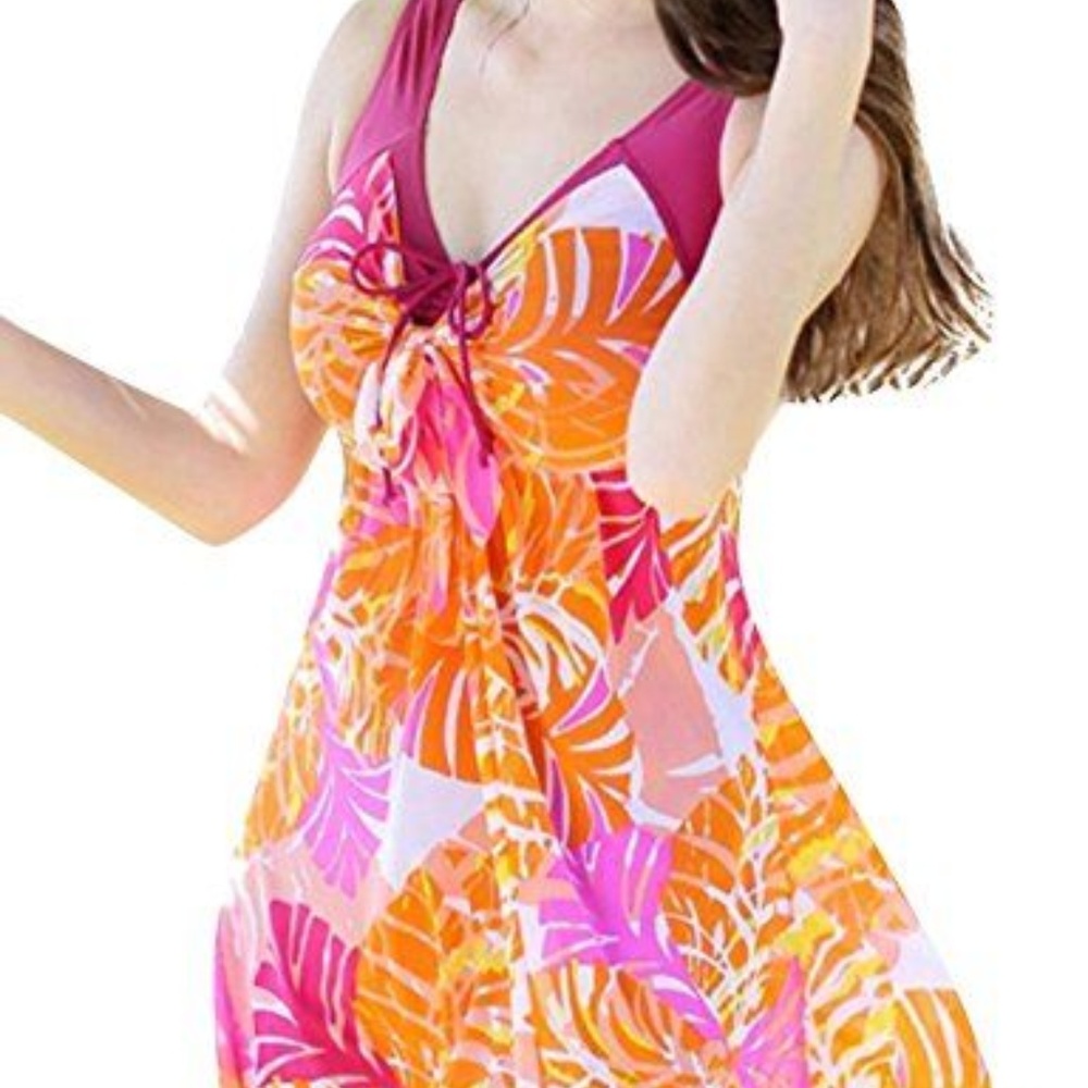 Wantdo Swimdress Flower Printed Swimwear Cover Up